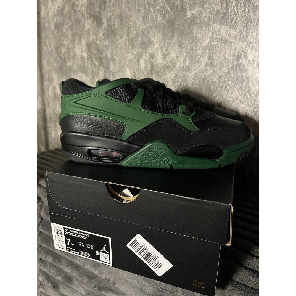Title: Air Jordan 4 RM GS 7 Youth Or Womens 8.5 Black Green Red FQ7938-003 New